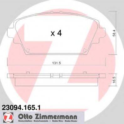Комплект тормозных колодок, дисковый тормоз ZIMMERMANN 23094.165.1