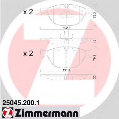 Комплект гальмівних колодок, дискове гальмо ZIMMERMANN 25045.200.1