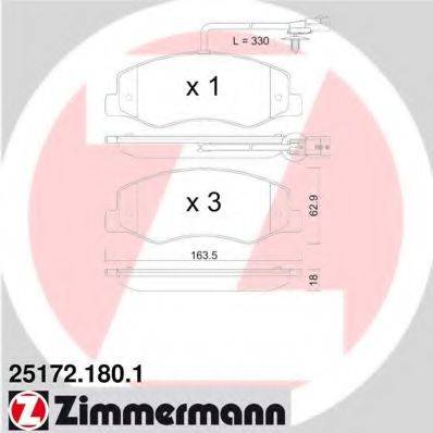 Комплект гальмівних колодок, дискове гальмо ZIMMERMANN 25172.180.1