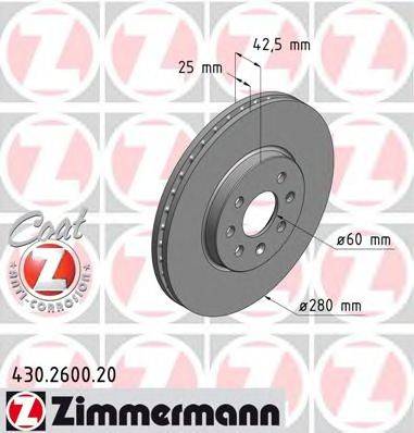 Тормозной диск ZIMMERMANN 430.2600.20