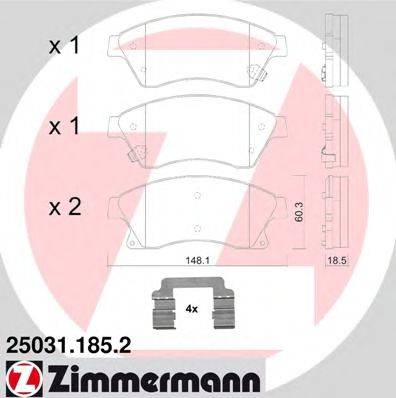 Комплект гальмівних колодок, дискове гальмо ZIMMERMANN 25031.185.2