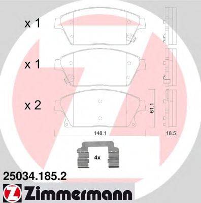 Комплект тормозных колодок, дисковый тормоз ZIMMERMANN 25034.185.2