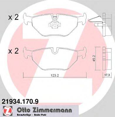 Комплект тормозных колодок, дисковый тормоз ZIMMERMANN 21934.170.9