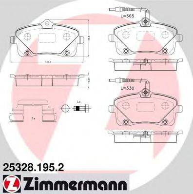 Комплект тормозных колодок, дисковый тормоз ZIMMERMANN 25328.195.2