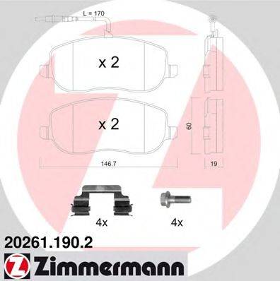 Комплект тормозных колодок, дисковый тормоз ZIMMERMANN 20261.190.2