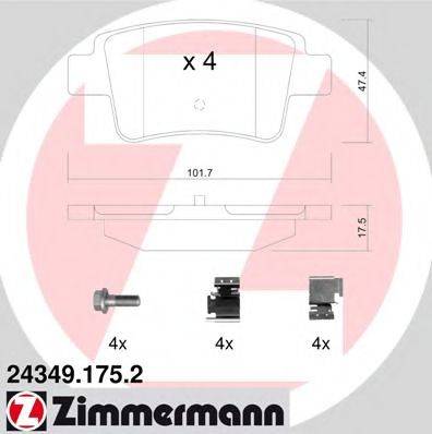 Комплект тормозных колодок, дисковый тормоз ZIMMERMANN 24349.175.2