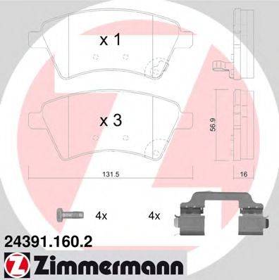 Комплект тормозных колодок, дисковый тормоз ZIMMERMANN 24391.160.2