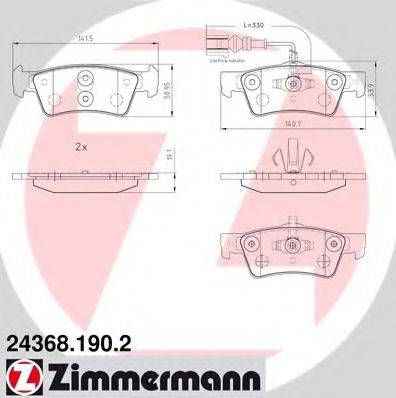 Комплект гальмівних колодок, дискове гальмо ZIMMERMANN 24368.190.2