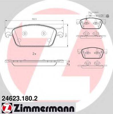 Комплект тормозных колодок, дисковый тормоз ZIMMERMANN 24623.180.2