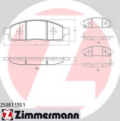 Комплект гальмівних колодок, дискове гальмо ZIMMERMANN 25087.170.1