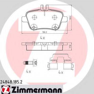 Комплект тормозных колодок, дисковый тормоз ZIMMERMANN 24848.185.2