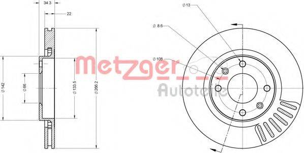 Тормозной диск METZGER 6110023