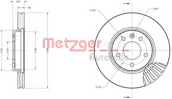 Тормозной диск METZGER 6110583