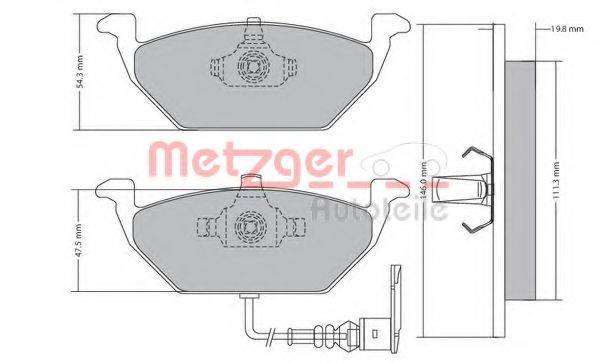 Комплект гальмівних колодок, дискове гальмо METZGER 1170002
