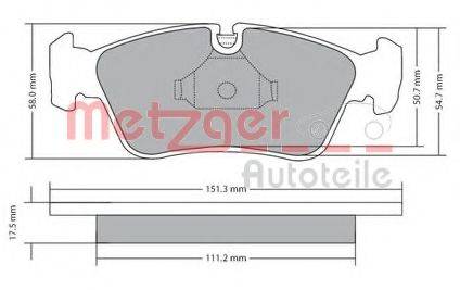 Комплект тормозных колодок, дисковый тормоз METZGER 1170019