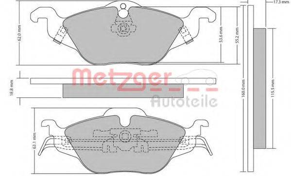 Комплект тормозных колодок, дисковый тормоз METZGER 1170063
