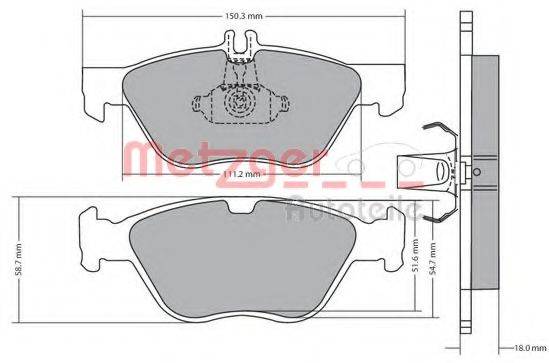 Комплект тормозных колодок, дисковый тормоз METZGER 1170065