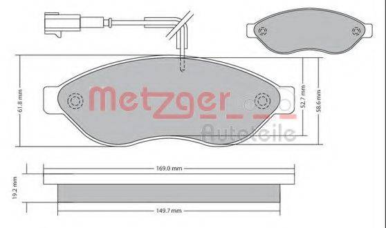 Комплект тормозных колодок, дисковый тормоз METZGER 1170348