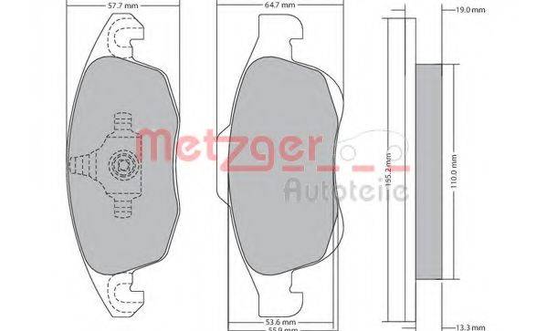 Комплект тормозных колодок, дисковый тормоз METZGER 1170129