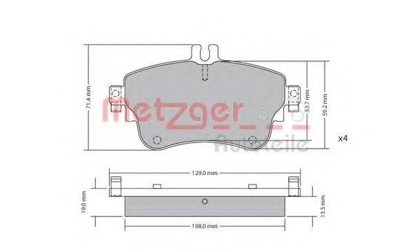 Комплект тормозных колодок, дисковый тормоз METZGER 1170149
