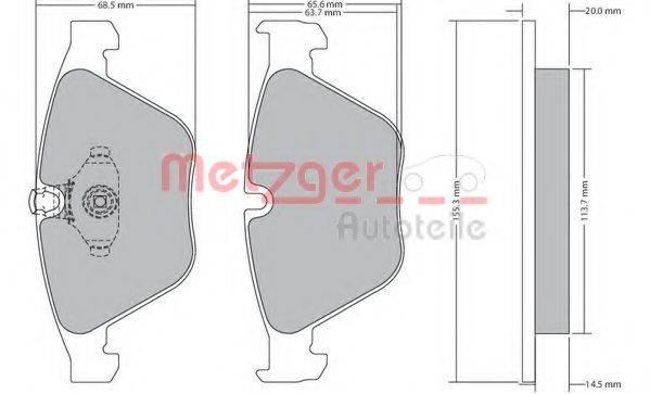Комплект тормозных колодок, дисковый тормоз METZGER 1170168