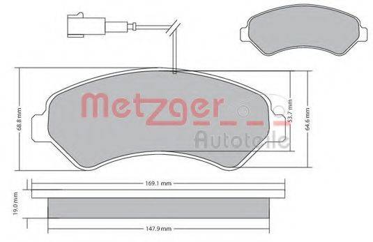 Комплект гальмівних колодок, дискове гальмо METZGER 1170591