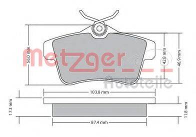 Комплект тормозных колодок, дисковый тормоз METZGER 1170335